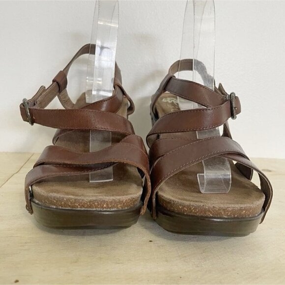 Dansko Size 40 10 Wedge Sandal Comfort Shoe Brown Strappy - Picture 3 of 8